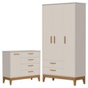 Ver imagem 1 de Guarda Roupa Infantil Flip 3 Portas com Cômoda Infantil Sapateira Flip Areia Acetinado - Reller