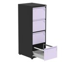 Ver imagem 2 de Armário de Arquivo Oficio 4 Gavetas Pandin 47 Cm (larg) Aço Preto C/ Frente Gaveta Lilás C/ Chave