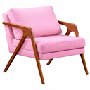 Ver imagem 2 de Kit 02 Poltronas Decorativa Mona Luxo Base de Madeira Maciça Sala Recepção Veludo Rosa Claro Eli Móv
