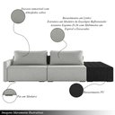 Ver imagem 3 de Sofá Ilha Modulado Milos 252cm Puff Lateral Cinza Preto Manchado Linho/pu G33 - Gran Belo