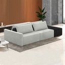 Ver imagem 1 de Sofá Ilha Modulado Milos 252cm Puff Lateral Cinza Preto Manchado Linho/pu G33 - Gran Belo