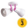 Kit 3 Spot de Sobrepor Direcionável Duplo Octa Plus 2xE27 - Branco/Rosa - 1