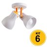Kit 6 Spot de Sobrepor Direcionável Duplo Octa Plus 2xE27 - Branco/Amarelo - 1