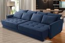 Ver imagem 1 de Sofá sem Caixa Retrátil Reclinável 2,30m Cairo Veludo Azul Mirra Decor
