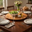 Ver imagem 4 de Prato Giratório Amadeirado Mdf Laminado Mesa de Jantar 45cm