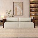 Ver imagem 1 de Sofá Living Sala de Estar Abel 240cm Bipartido Pés de Madeira Pu/linho Marrom/off White G33 - Gran B