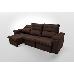 Sofá Retrátil/Reclinável Verona 2,30M Suede Velut Marrom com Molas No Assento - King House - 6