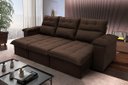 Ver imagem 1 de Sofá Retrátil/Reclinável Verona 2,30M Suede Velut Marrom com Molas No Assento - King House