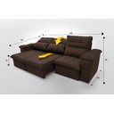 Ver imagem 3 de Sofá Retrátil/Reclinável Verona 2,30M Suede Velut Marrom com Molas No Assento - King House