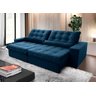 Sofá Retrátil/Reclinável Zurique 2,50M Suede Velut Azul Marinho com Molas No Assento - 2