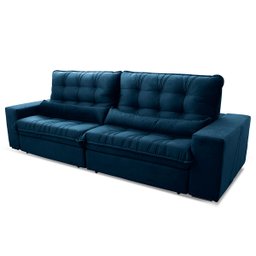 Sofá Retrátil/Reclinável Zurique 2,50M Suede Velut Azul Marinho com Molas No Assento - 4