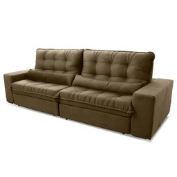 Sofá Retrátil/Reclinável Zurique 2,50M Suede Velut Bege com Molas No Assento - King House - 4