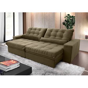 Sofá Retrátil/Reclinável Zurique 2,50M Suede Velut Bege com Molas No Assento - King House