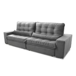 Sofá Retrátil/Reclinável Zurique 2,50M Suede Velut Cinza com Molas No Assento - King House - 6