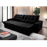 Sofá Retrátil/Reclinável Zurique 2,50M Suede Velut Preto com Molas No Assento - King House - 2