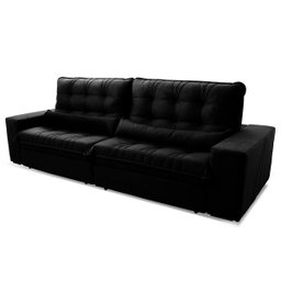 Sofá Retrátil/Reclinável Zurique 2,50M Suede Velut Preto com Molas No Assento - King House - 4
