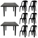 Ver imagem 1 de 2 Mesas Quadradas Desmontáveis de Plástico 90cm Preta + 6 Cadeiras Vime Empilhável