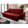 Sofá Retrátil/Reclinável Zurique 2,50m Suede Velut Vermelho c/ Molas no Assento - King House - 2