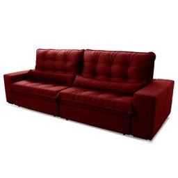 Sofá Retrátil/Reclinável Zurique 2,50m Suede Velut Vermelho c/ Molas no Assento - King House - 4