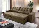 Ver imagem 1 de Sofá Retrátil/Reclinável Zurique 3,00m Suede Velut Bege c/ Molas no Assento - King House