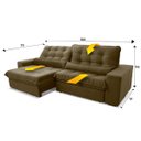 Ver imagem 3 de Sofá Retrátil/Reclinável Zurique 3,00m Suede Velut Bege c/ Molas no Assento - King House