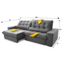 Ver imagem 3 de Sofá Retrátil/reclinável Zurique 3,00m Suede Velut Cinza C/ Molas no Assento - King House