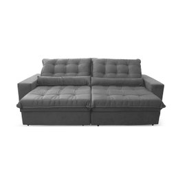 Sofá Retrátil/Reclinável Zurique 3,00m Suede Velut Cinza c/ Molas no Assento - King House - 5