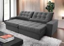 Ver imagem 1 de Sofá Retrátil/reclinável Zurique 3,00m Suede Velut Cinza C/ Molas no Assento - King House