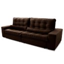Ver imagem 4 de Sofá Retrátil/Reclinável Zurique 3,00m Suede Velut Marrom c/ Molas no Assento - King House