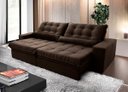 Ver imagem 1 de Sofá Retrátil/Reclinável Zurique 3,00m Suede Velut Marrom c/ Molas no Assento - King House