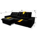 Ver imagem 3 de Sofá Retrátil/reclinável Zurique 3,00m Suede Velut Preto C/ Molas no Assento - King House
