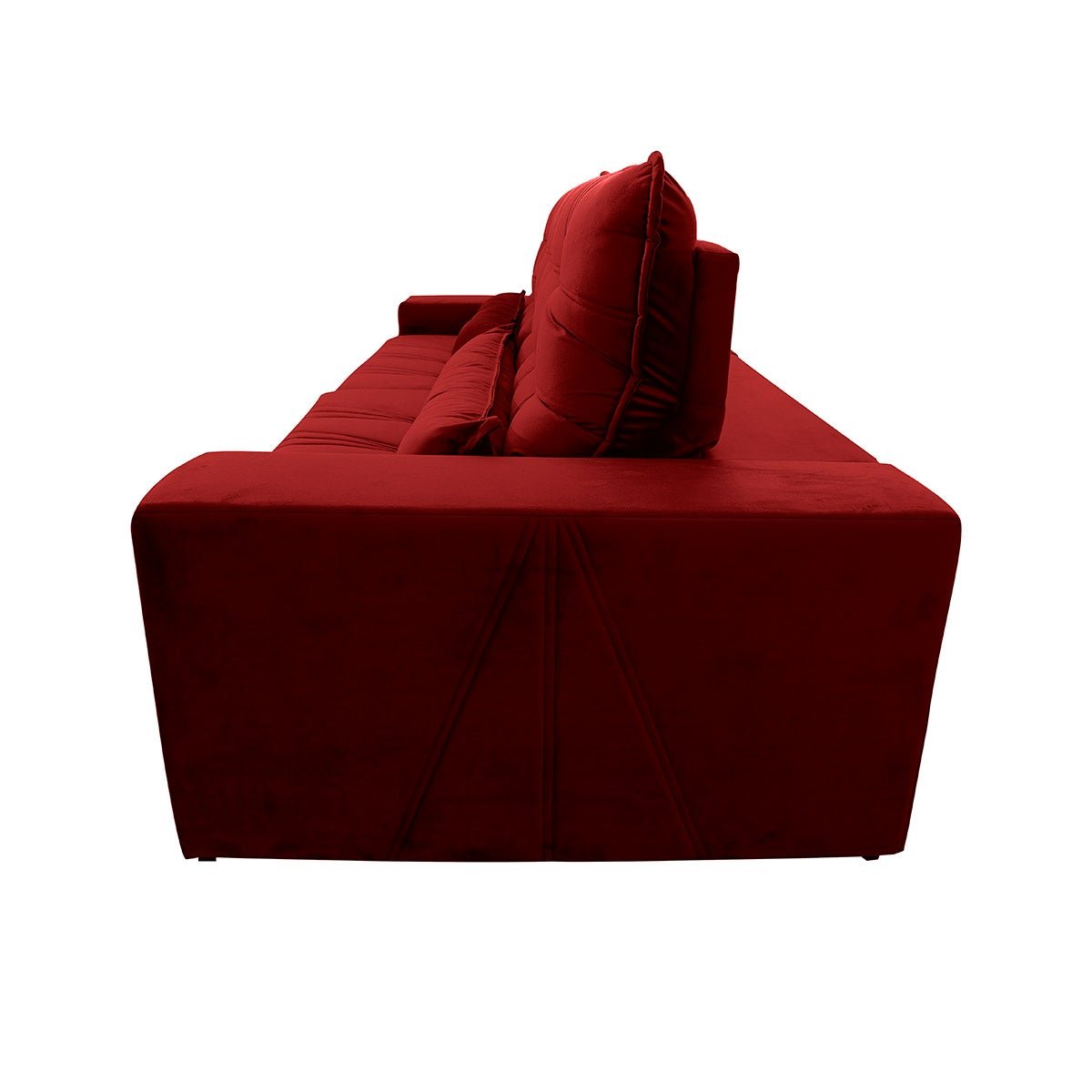 Sofá Retrátil/Reclinável Zurique 3,00m Suede Velut Vermelho c/ Molas no Assento - King House - 5