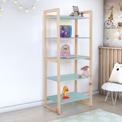 Estante Infantil Alta para Livros e Brinquedos Diversos 64x150cm Colorê Verde Menta