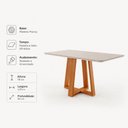 Ver imagem 4 de Sala de Jantar Mesa Atenas e 4 Cadeiras Dalia Madeira Maciça Tecido Linho Creme Móveis Mundial