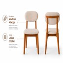 Ver imagem 3 de Sala de Jantar Mesa Atenas e 4 Cadeiras Dalia Madeira Maciça Tecido Linho Creme Móveis Mundial