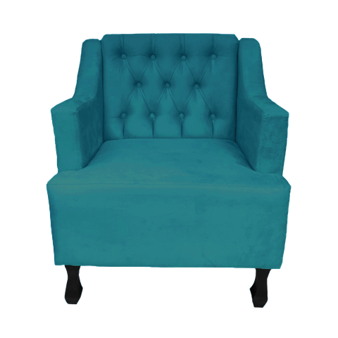 Poltrona Cadeira Decorativa Para Sala E Recepção Genesis Azul -LM DECOR