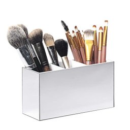 Porta Pincel em Acrílico Prata/Branco com 3 Divisórias - 1