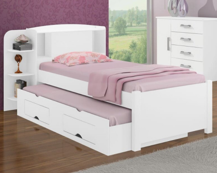 Cama Solteiro com Box Milênio Plus 100% Mdf D Doro Móveis - Branco