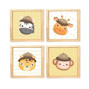 Quadro Decorativo Infantil - Safari Baby Amarelo