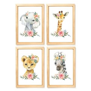 Quadro Decorativo Infantil - Animais Aquarela