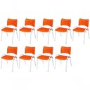 Ver imagem 1 de Cadeira Iso Base Branco Escola, Escritório Laranja Kit 9 Un