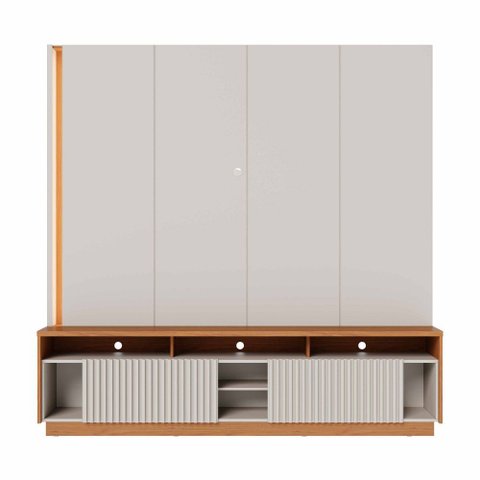 Estante Home Jordão para Sala de Tv até 75 Polegadas Off White Matte Freijó Colibri