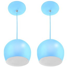 Kit 2 Pendentes Bola Pequena Alumínio 15cm Azul Bebê - 1