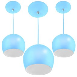 Kit 3 Pendentes Bola Pequena Alumínio 15cm Azul Bebê - 1