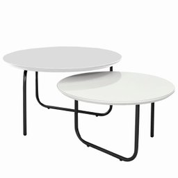 Conjunto Mesa de Centro Diamante Pé Preto:Branco - 1