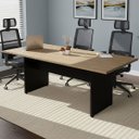 Ver imagem 1 de Mesa de Escritório Reunião 200cm X 90cm Pé Painel Mac Pr F5 Cor:macadâmia com Preto