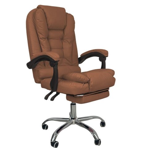 Cadeira de Escritório Presidente Soft Ergonômica Apoio para Pés Marrom