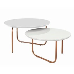 Conjunto Mesa de Centro Diamante Pé Cobre:Branco - 1