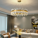 Ver imagem 4 de Lustre Pendente Teto 130cm X 57cm Led 3 Cores 128 Cristais Redondo Gimpo Kjdd-l-392-60cm