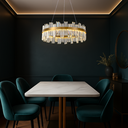 Ver imagem 5 de Lustre Pendente Teto 130cm X 57cm Led 3 Cores 128 Cristais Redondo Gimpo Kjdd-l-392-60cm